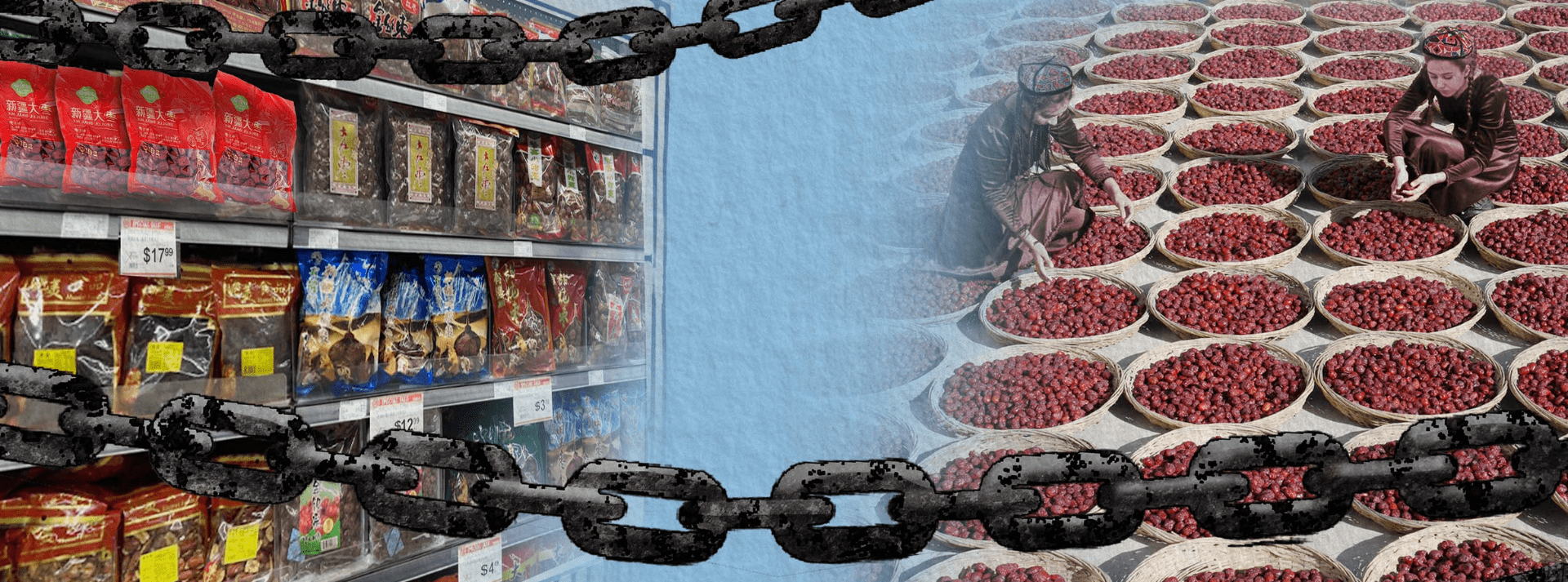 维吾尔强制劳动的干果：被制裁的红枣产品出现在美国杂货店货架上